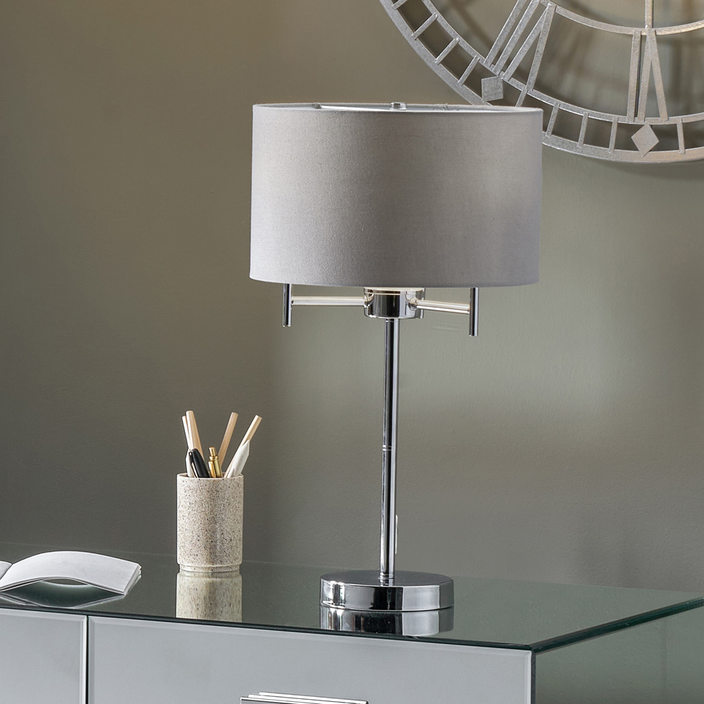 Pacific Lifestyle Plaza 3 Light Silver 3 Metal Table Lamp Image 2