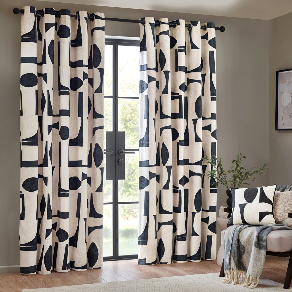 Hoem Carro Dusk Abstract Eyelet Curtains 117 x 137cm Image 1