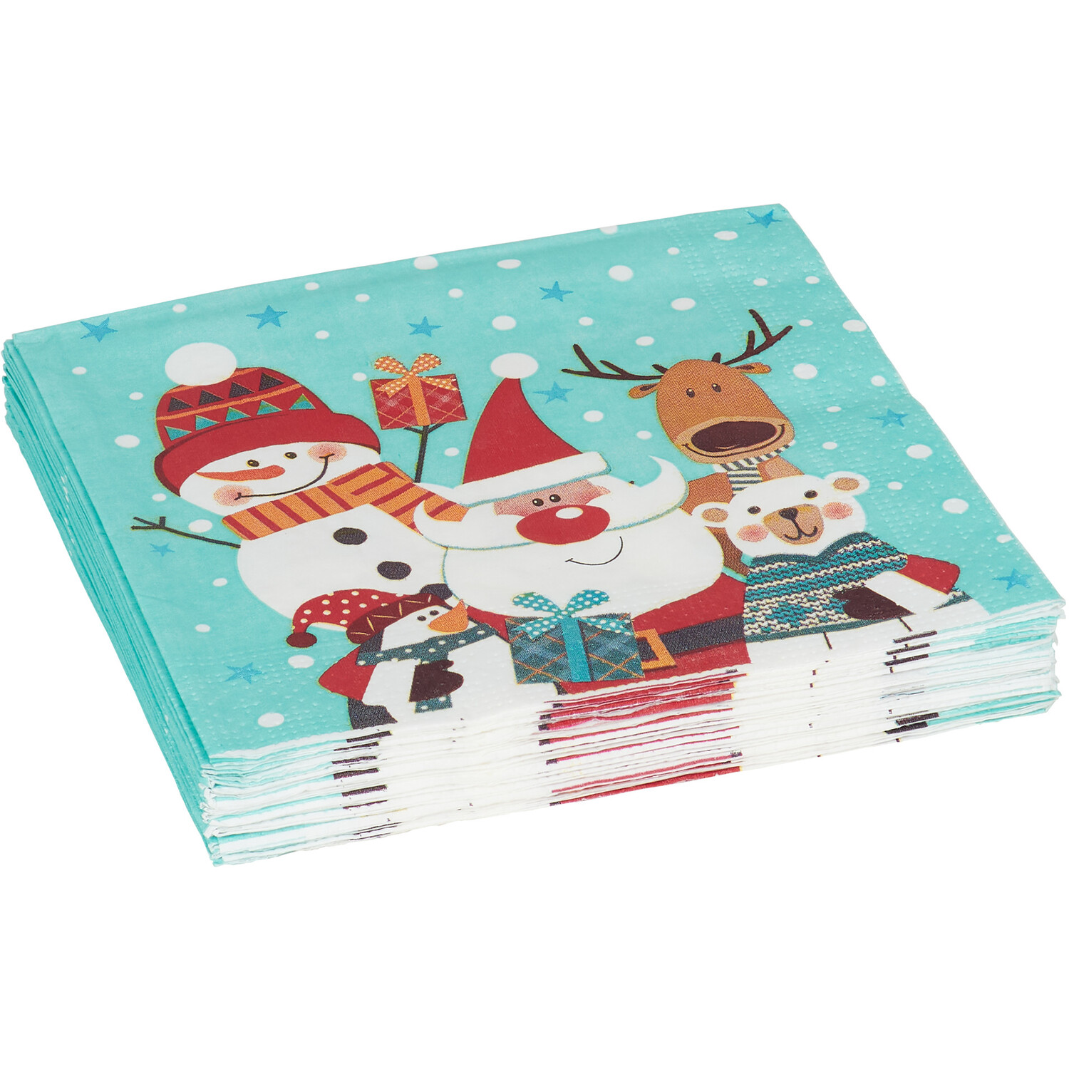 Pack of 20 Santa and Friends Napkins - Blue Image 3