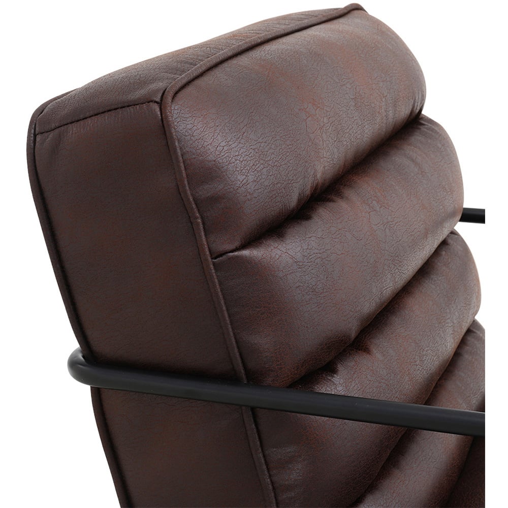 Living and Home Mid Century Brown PU Leather Armchair with Metal Base Image 6