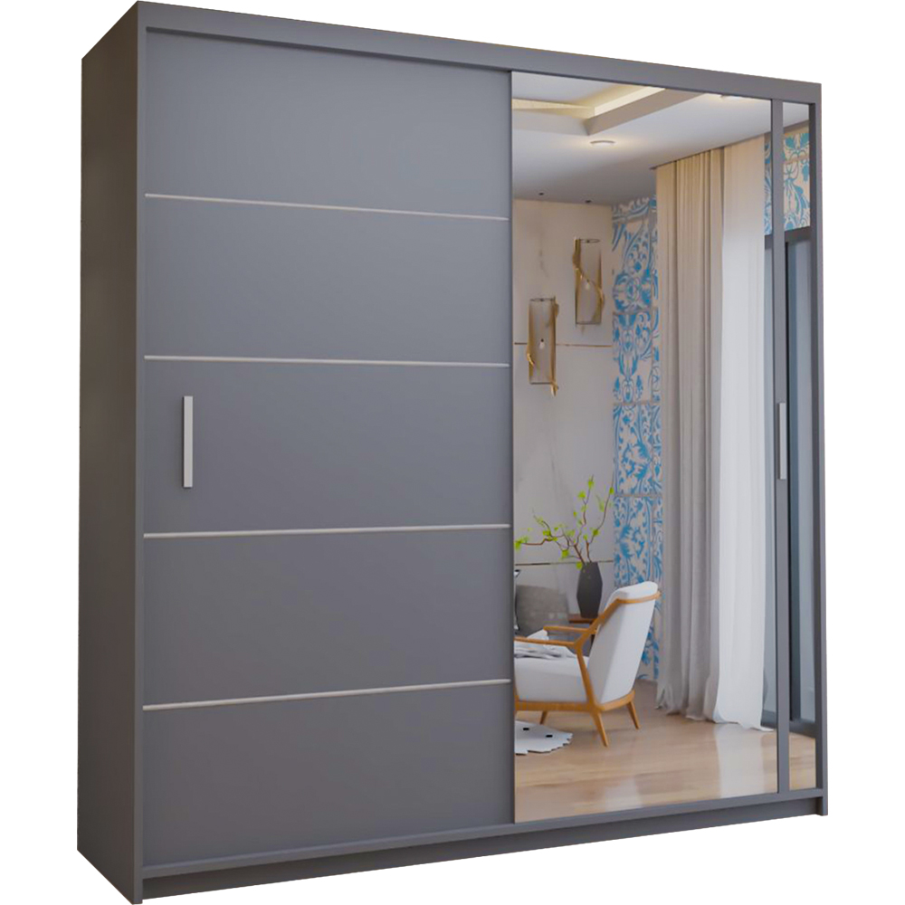 M N Furniture Venece 2 Door Grey Mirrored Sliding Wardrobe 203cm Image 2