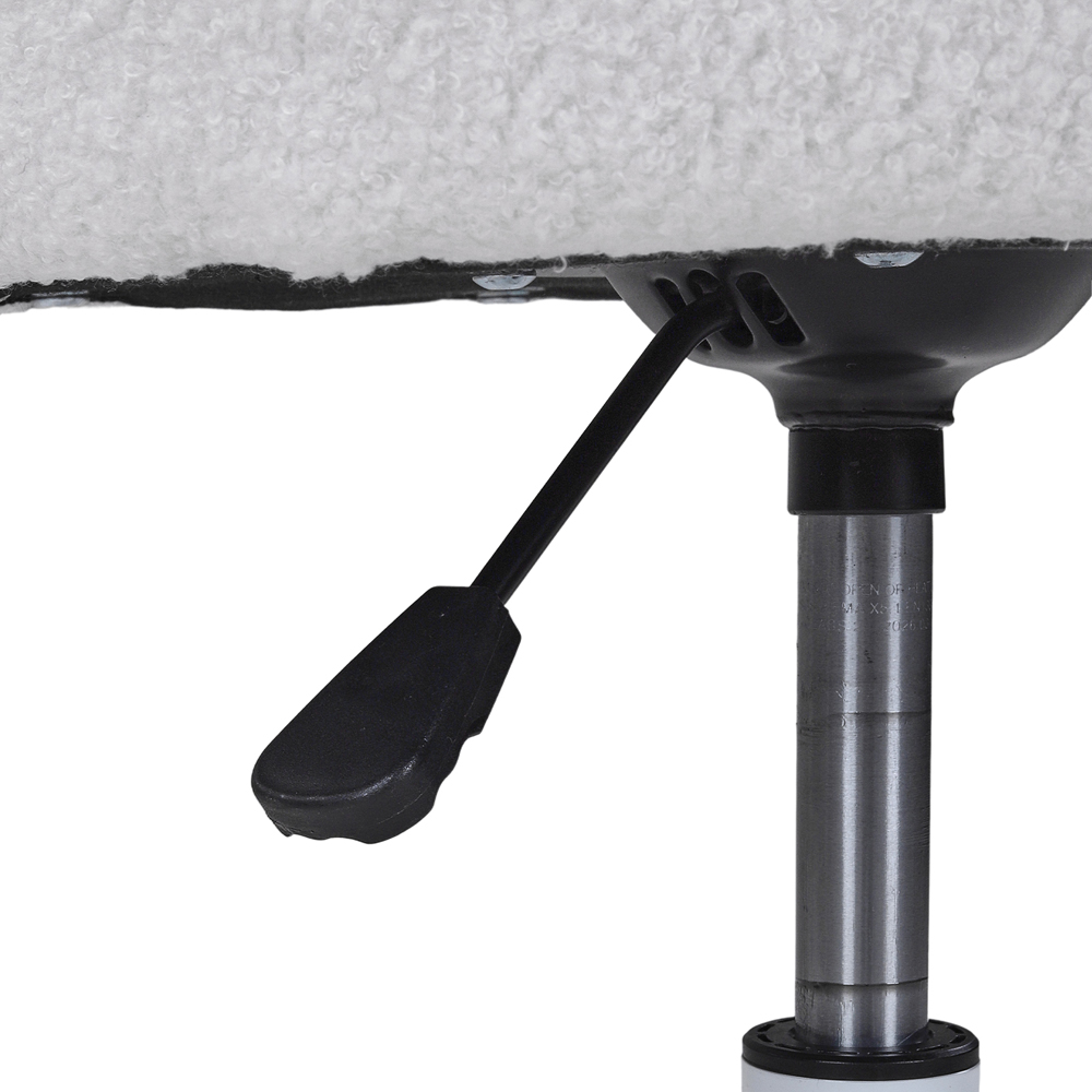 Living and Home White Teddy Fleece Button Tufted Vanity Chair with Castors Image 6