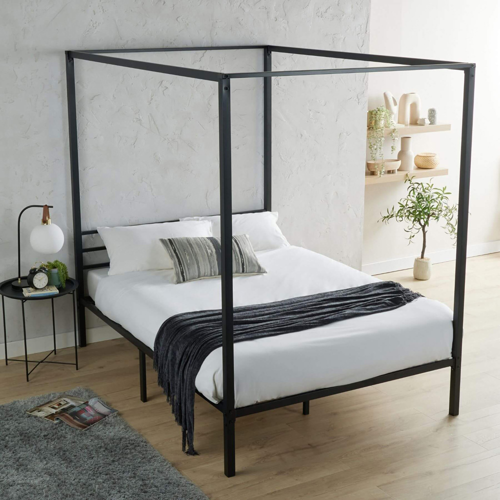 Home Source Sierra Double Black Metal 4 Poster Bed Frame Image 4