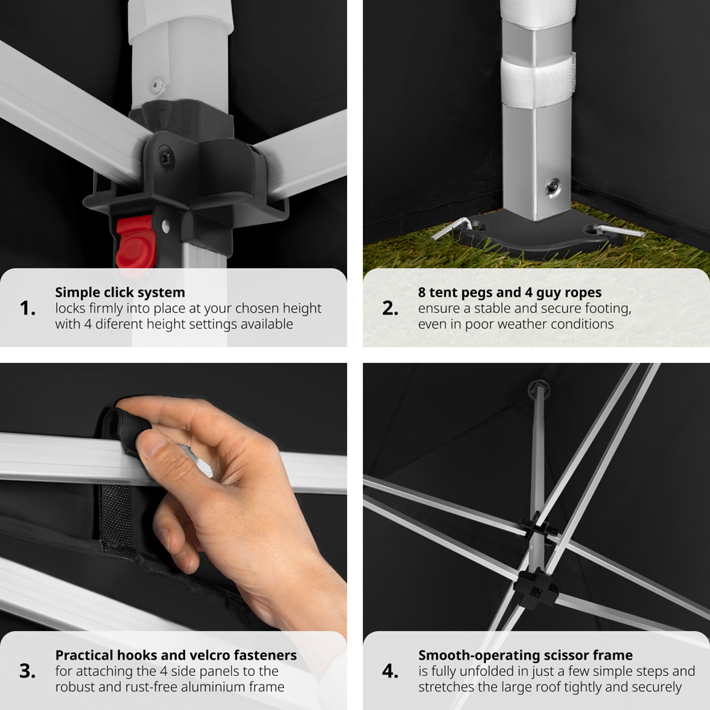tectake Olivia 3 x 3m Black Aluminium Frame Gazebo Image 5
