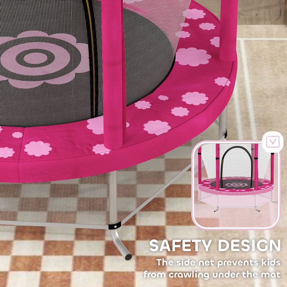AIYAPLAY Kids 4.6ft Pink Trampoline with Enclosure Image 7
