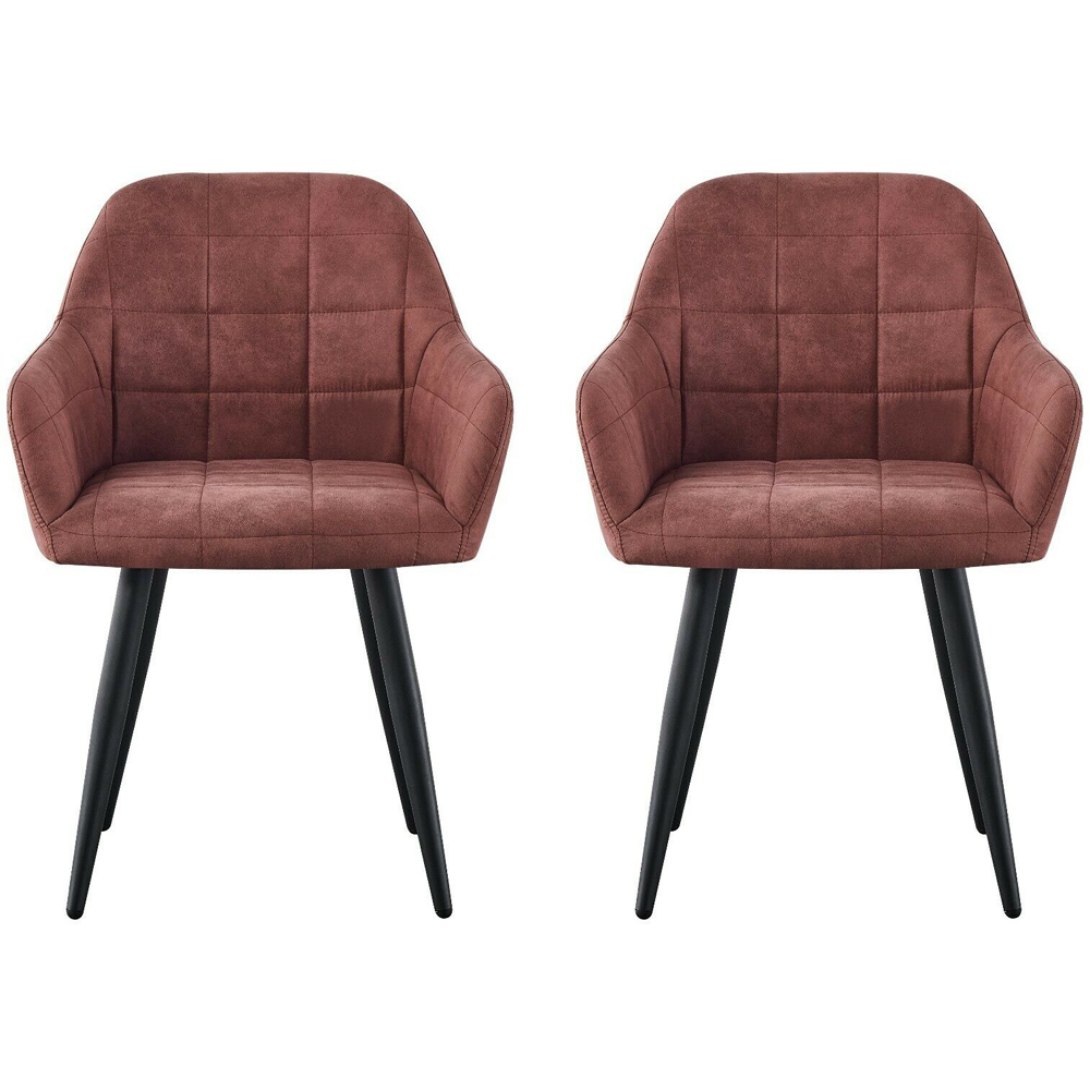 Adrian Set of 2 Pink Suede Faux Leather Dining Chairs Image 3