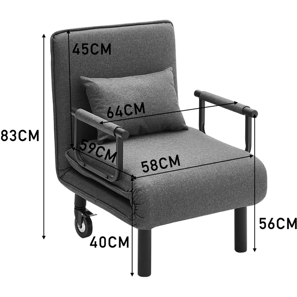 Living and Home Grey Single Seater Sofa Bed Image 8