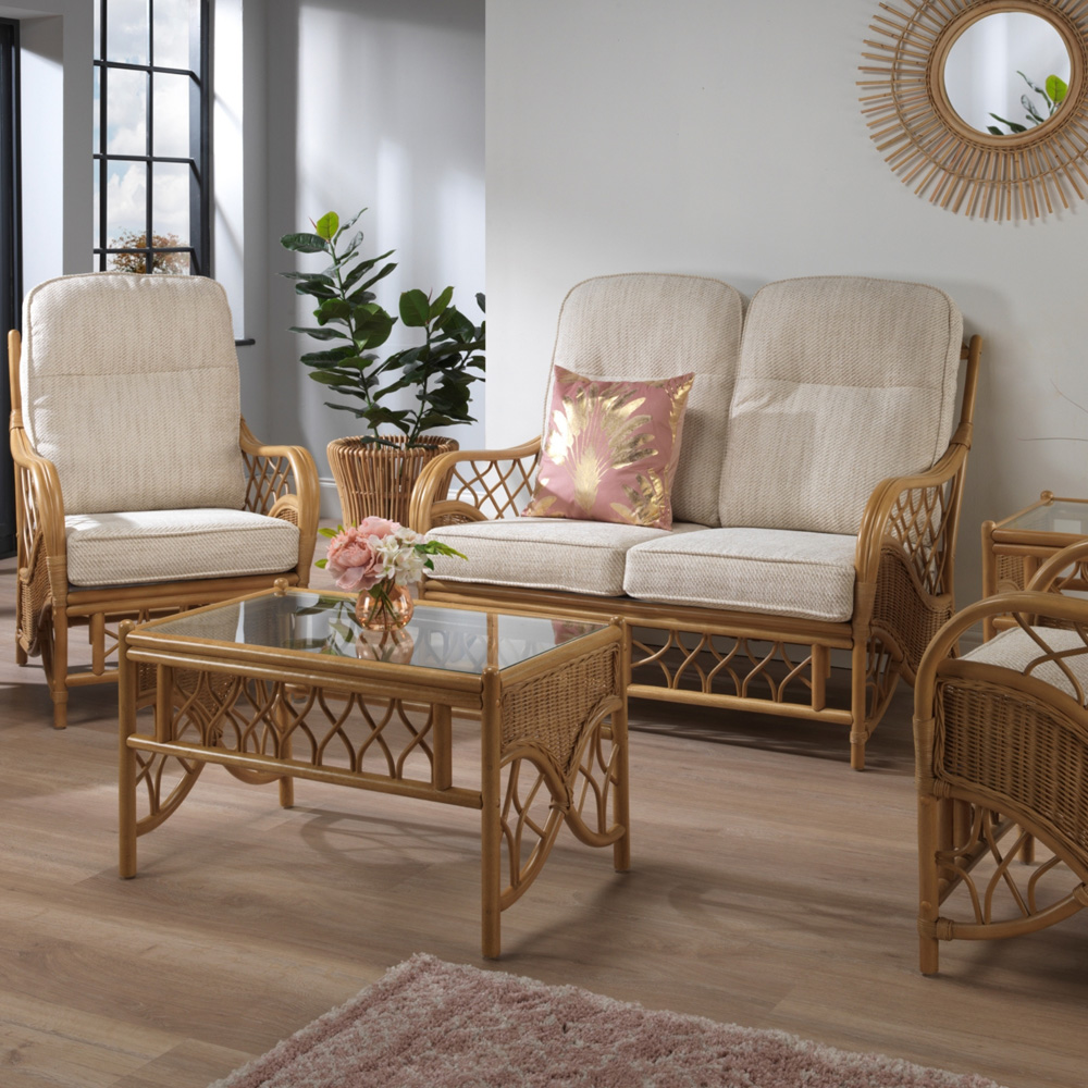 Desser Furniture Oslo 4 Seater Light Oak Jasper Sofa Set with Footstool Image 9