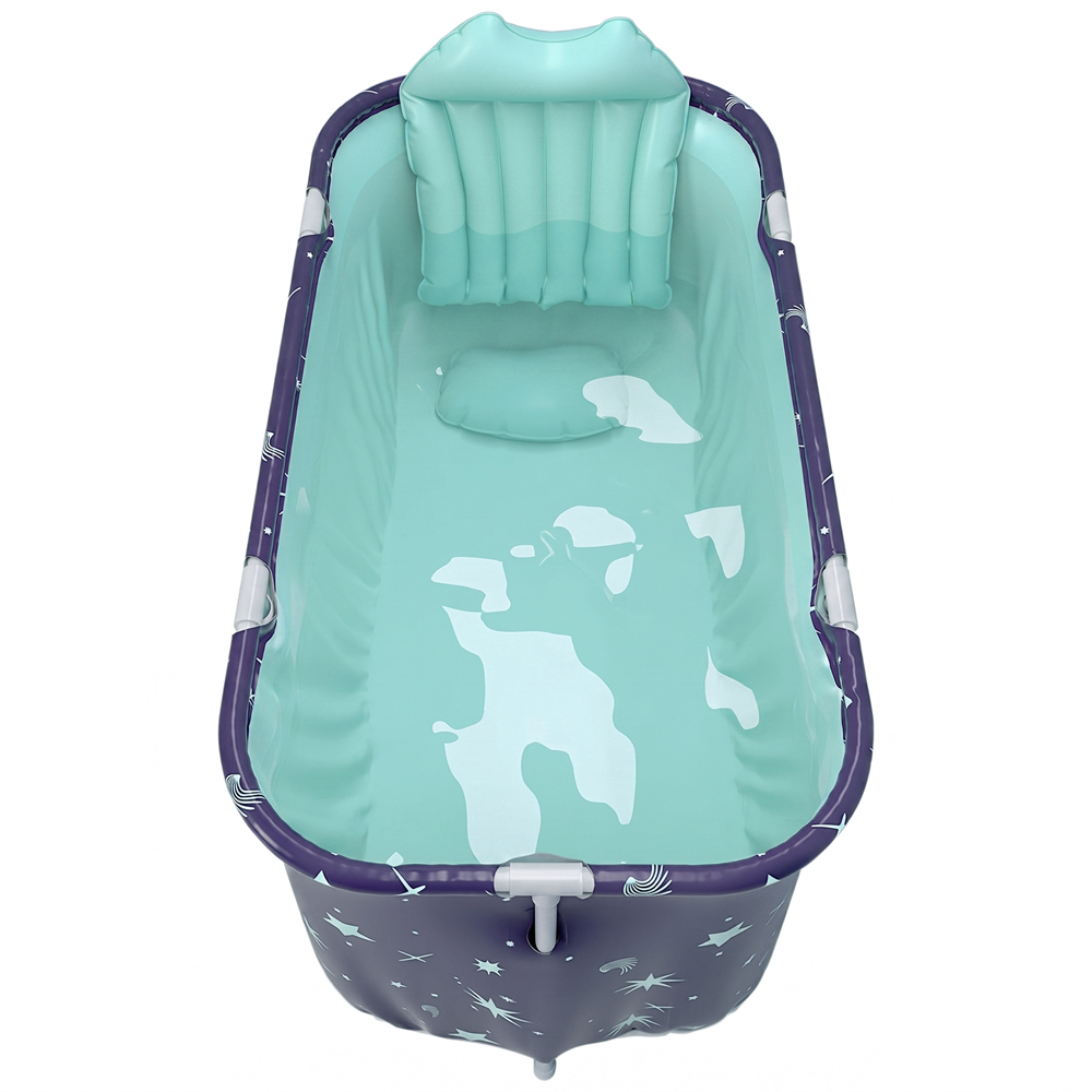 Living and Home Dark Blue Foldable PVC Soaking Bathtub with Inflatable Backrest Image 3