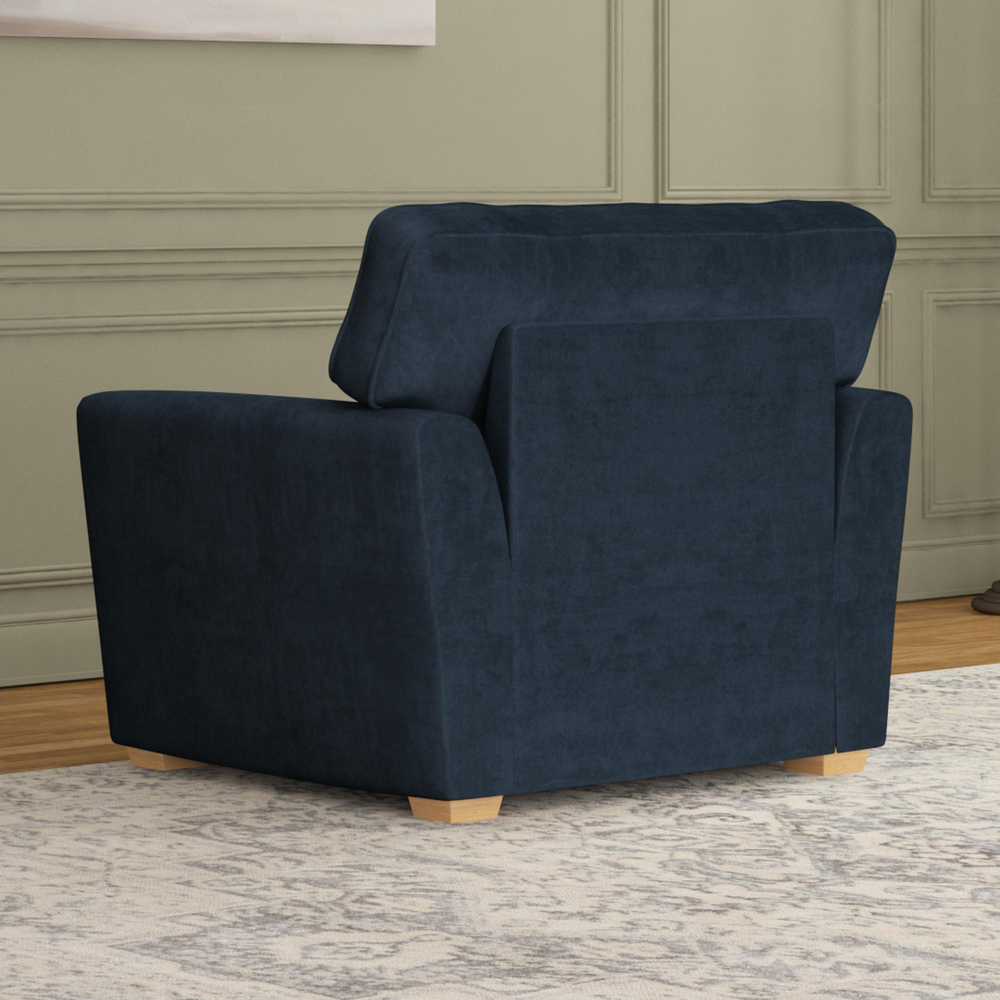Wendleberry Royal Blue Plush Velvet Fixed Back Armchair Image 6