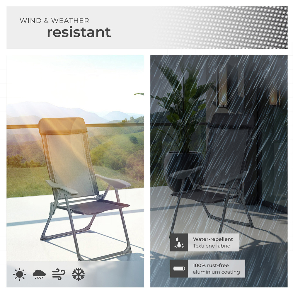 tectake Maurine Set of 4 Anthracite Garden Chairs Image 7