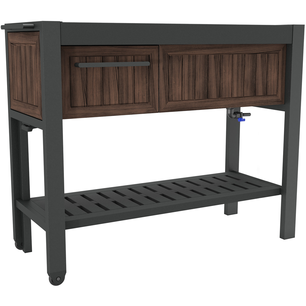 Keter Signature Single Drawer Single Shelf Rosewood Extendable Hosting Party Table Station Image 4