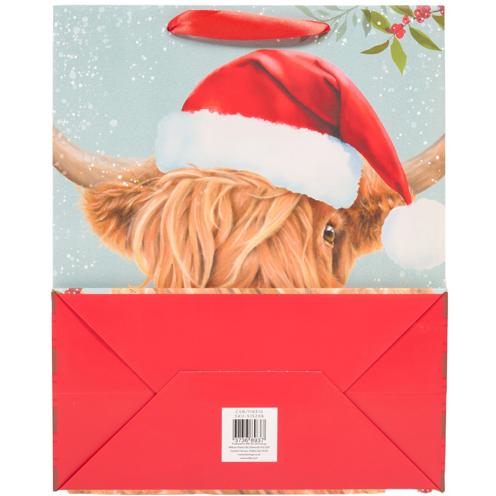 Highland Cow in Santa Hat Gift Bag Large Image 3