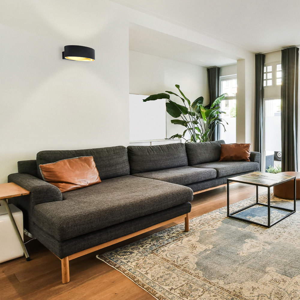 EGLO Maccacari LED Black and Gold Wall Light Image 2