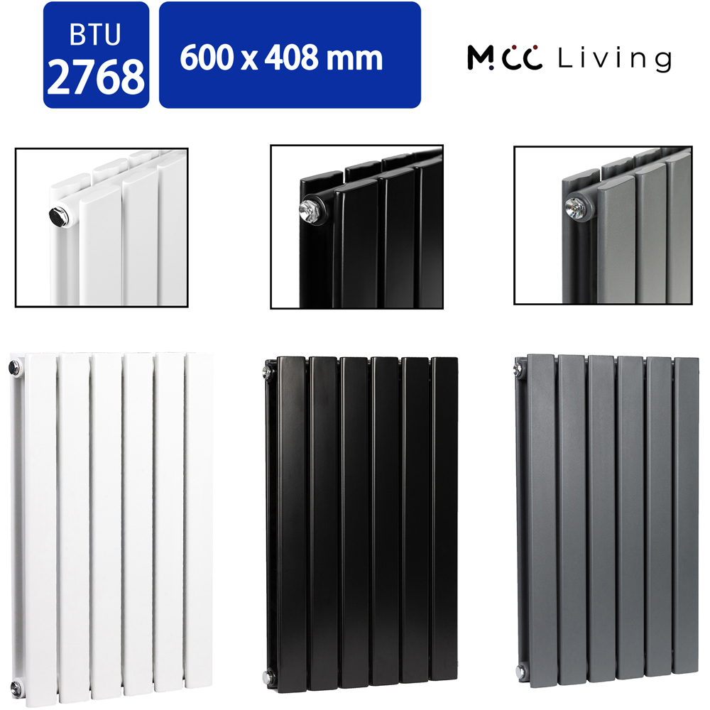 White 2768 BTU Double Flat Panel Vertical Column Radiator 600 x 408mm Image 4