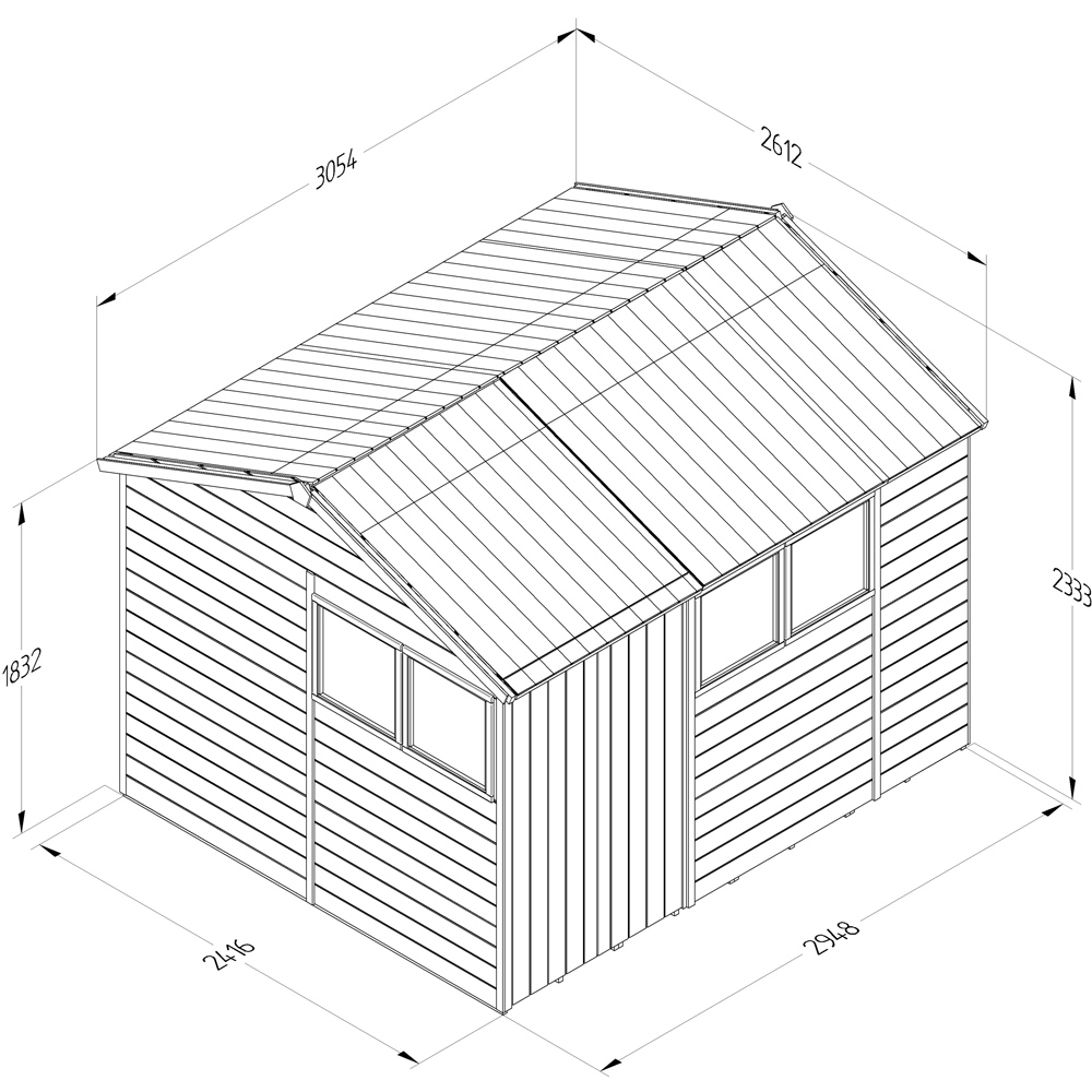 Forest Garden Timberdale 10 x 8ft Single Opening Tongue and Groove Reverse Apex Garden Shed Image 9