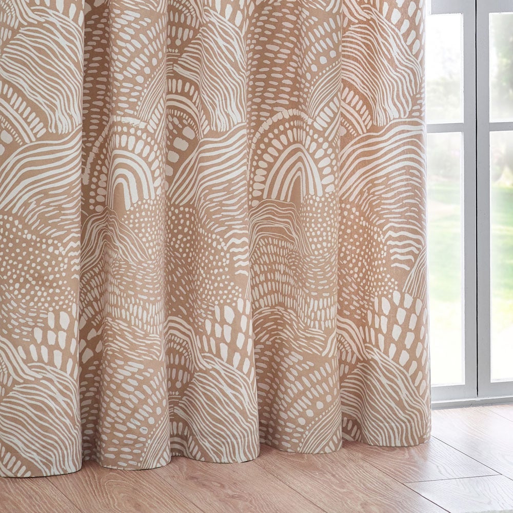 Hoem Nola Oat Abstract Eyelet Curtains 168 x 183cm Image 3