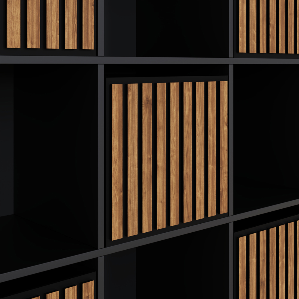 GFW Kube 5 Drawer 4 Shelf Black and Walnut Storage Unit Image 6