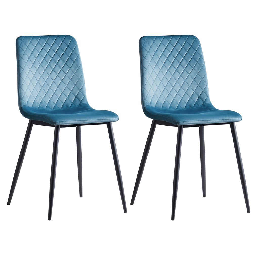 Lexi Set of 2 Light Blue Velvet Fabric Dining Chairs Image 4