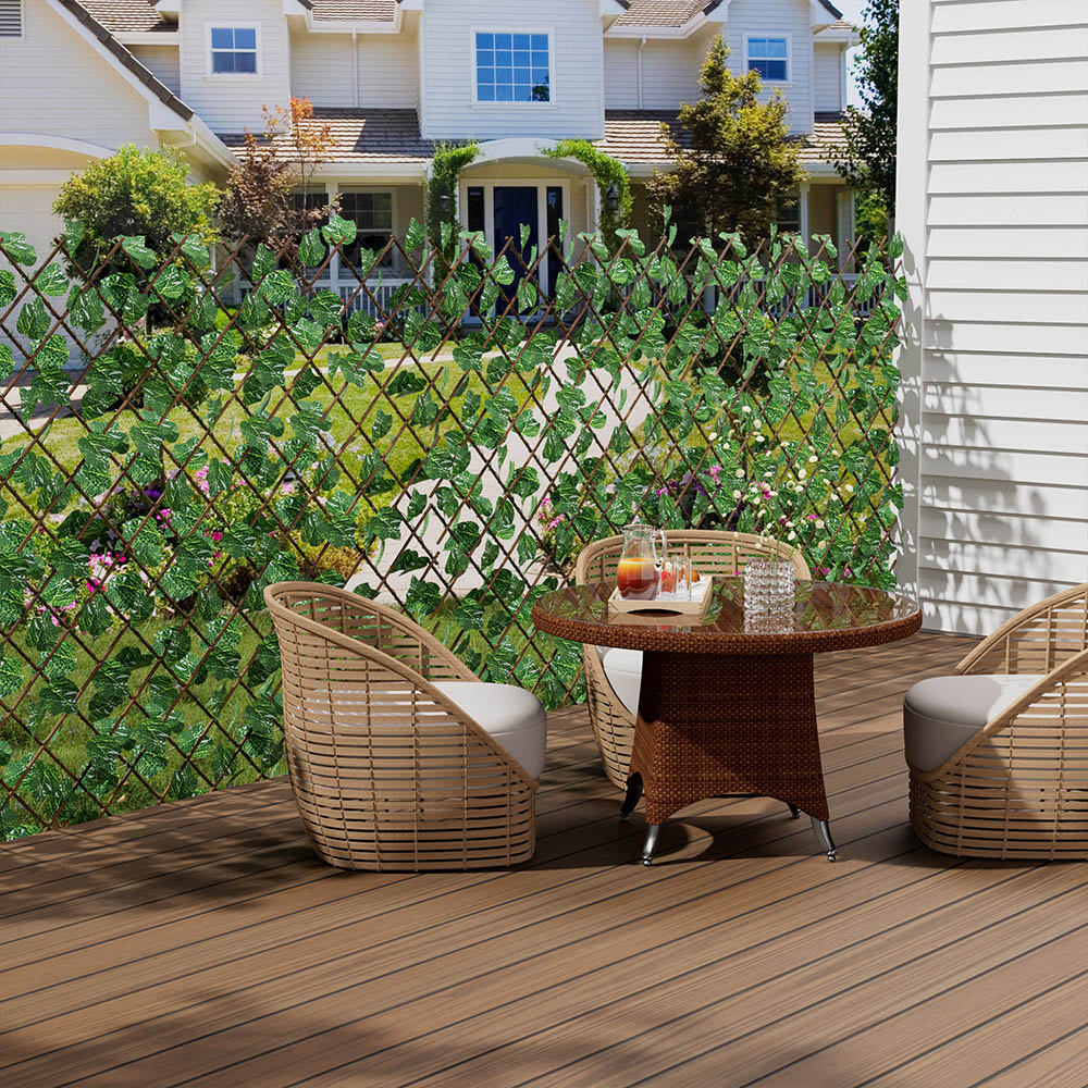 Living and Home 6.4 x 3.2ft Retractable Hedge Panel with Artificial Grape Leaf Image 7