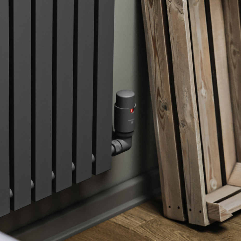 Terma Vario Modern Grey Right Sided Vision 3 Axis Thermostatic Radiator Valve Set Image 2