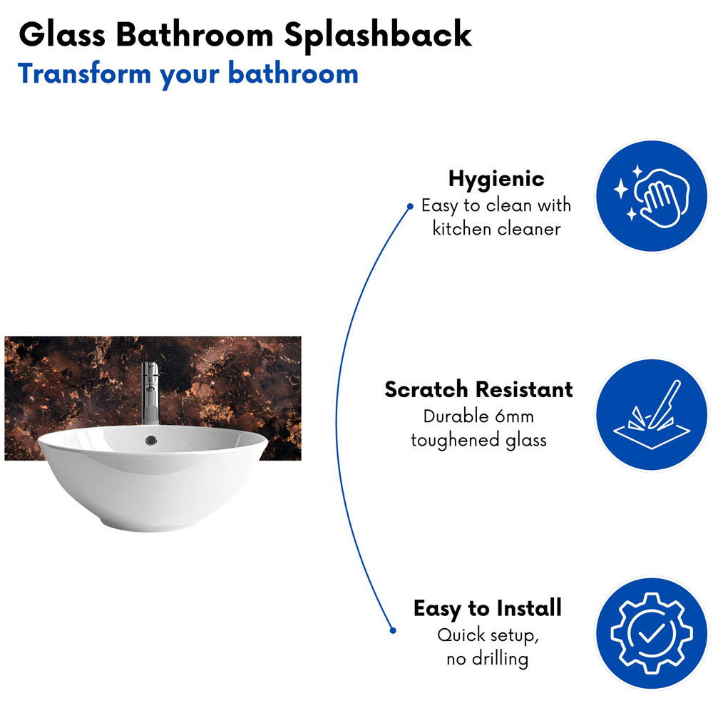 Warren Reed Designer Copper Quartz Effect Bathroom Splashback 25 x 60cm Image 4