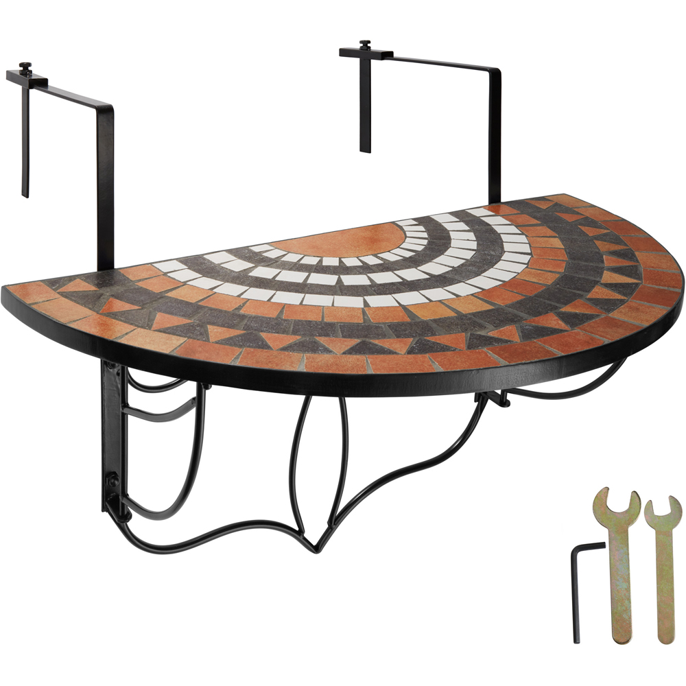 tectake Terracotta and White Mosaic Pattern Hanging Table Image 2