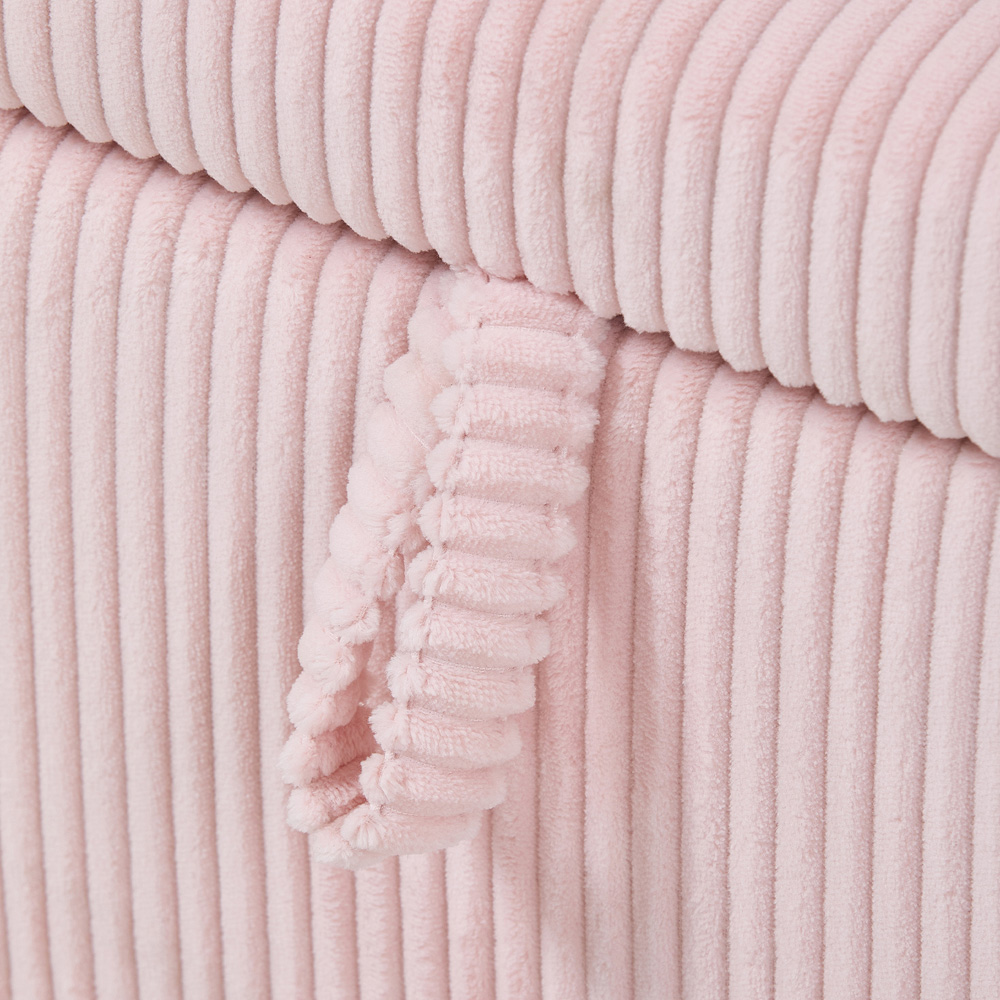 Living and Home Pink Corduroy Storage Bench with Lift-Up Lid Image 5