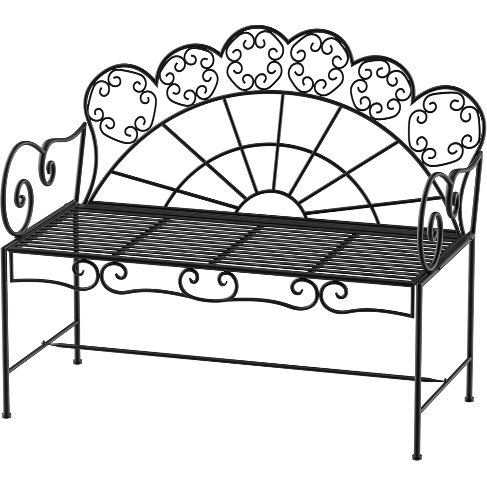 Outsunny 2 Seater Black Metal Garden Loveseat Bench Image 2