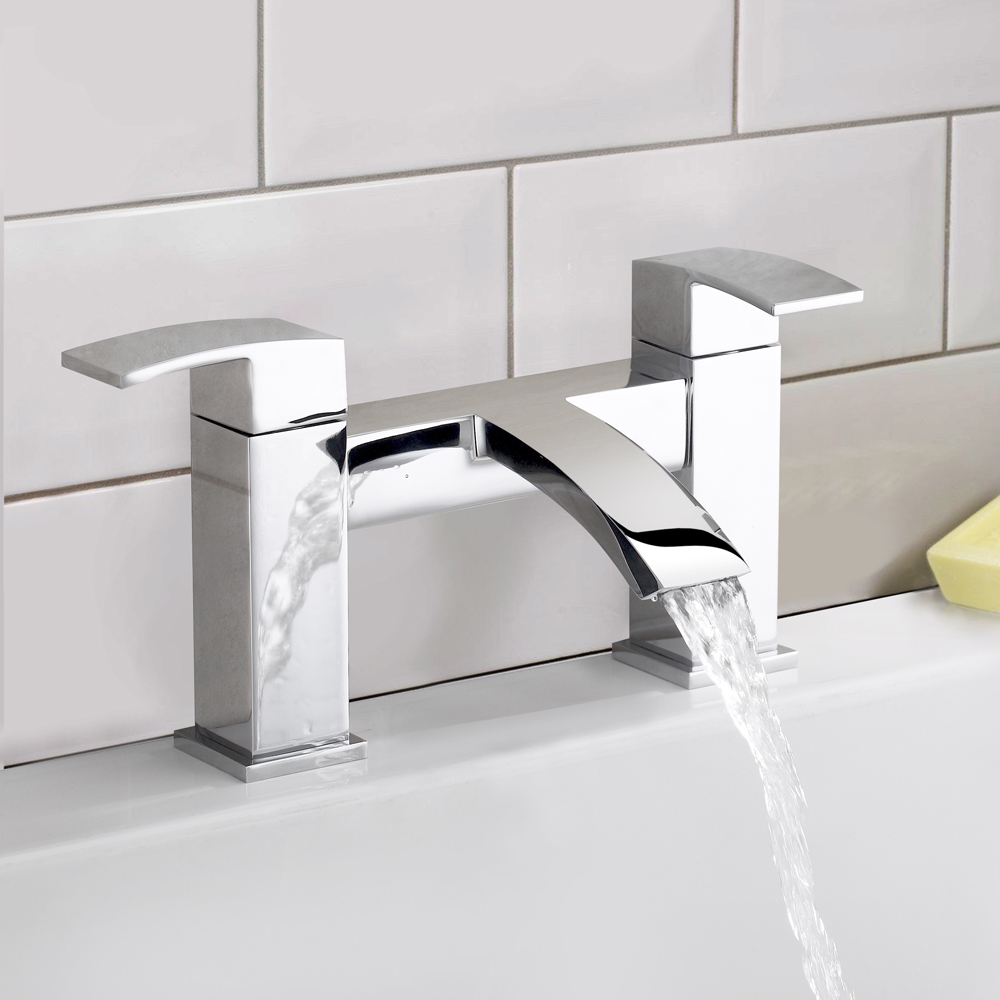 Nes Home Nexa Waterfall Chrome Bath Filler and Basin Mixer Tap Image 2