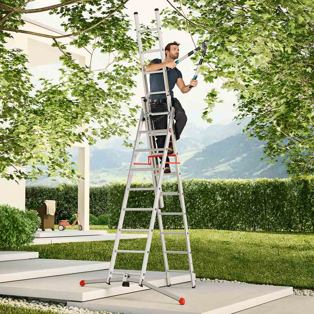 Hailo 9309-507 Profilot S100 Pedal Adjustment 2 x 9 and 1 x 8 Rung Combination Ladder Image 2