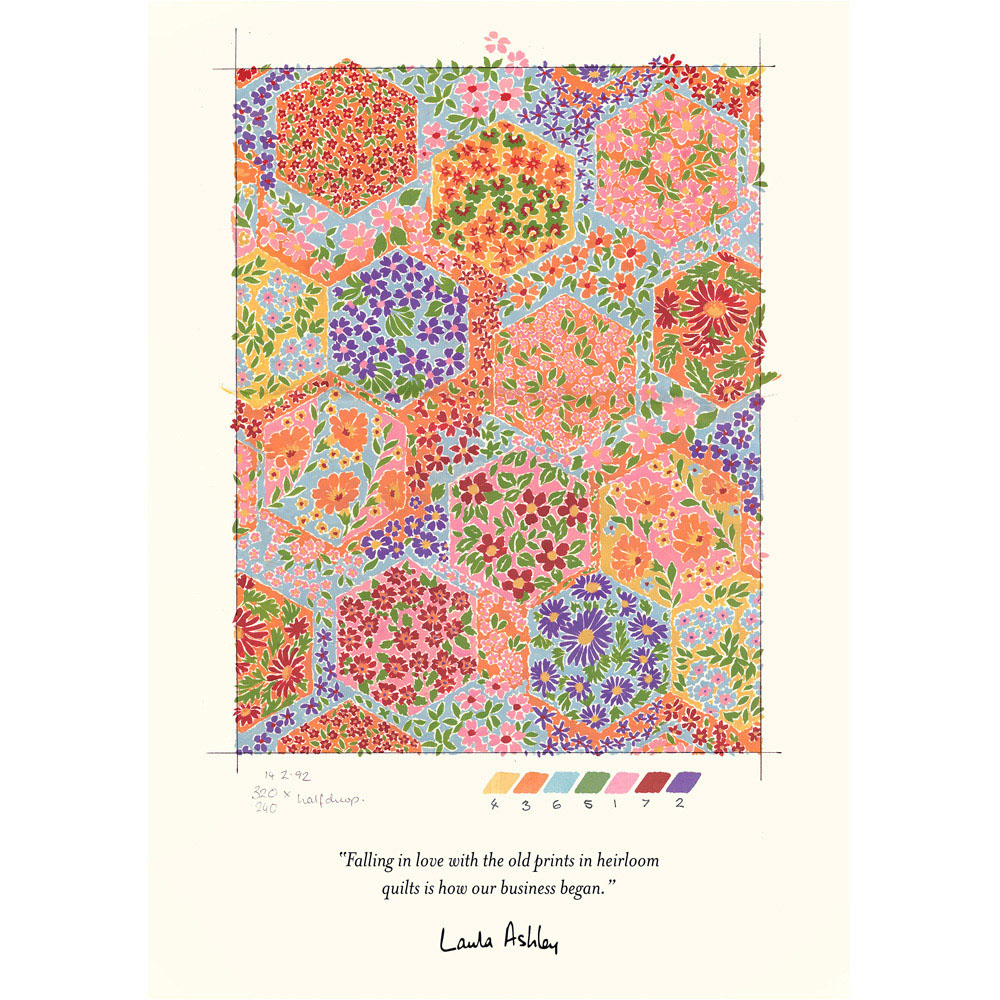 Laura Ashley Fulford Patchwork White Frame Wall Art 50 x 70cm Image 4