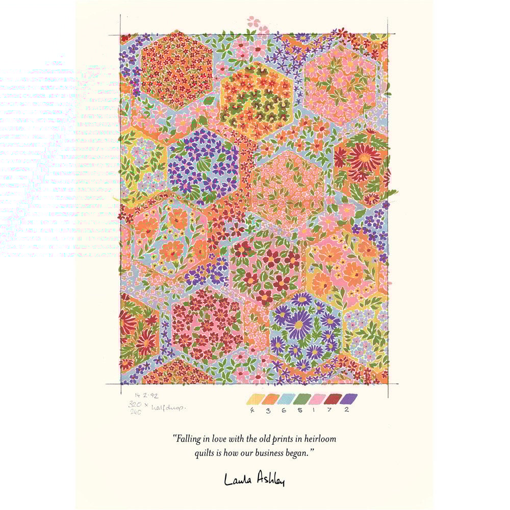 Laura Ashley Fulford Patchwork White Frame Wall Art 70 x 100cm Image 4