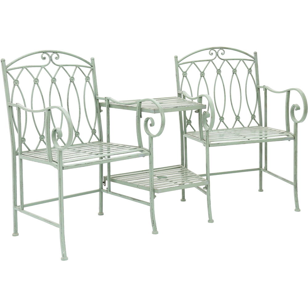Charles Bentley 2 Seater Heritage Green Decorative Rustic Metal Garden Companion Seat Image 3