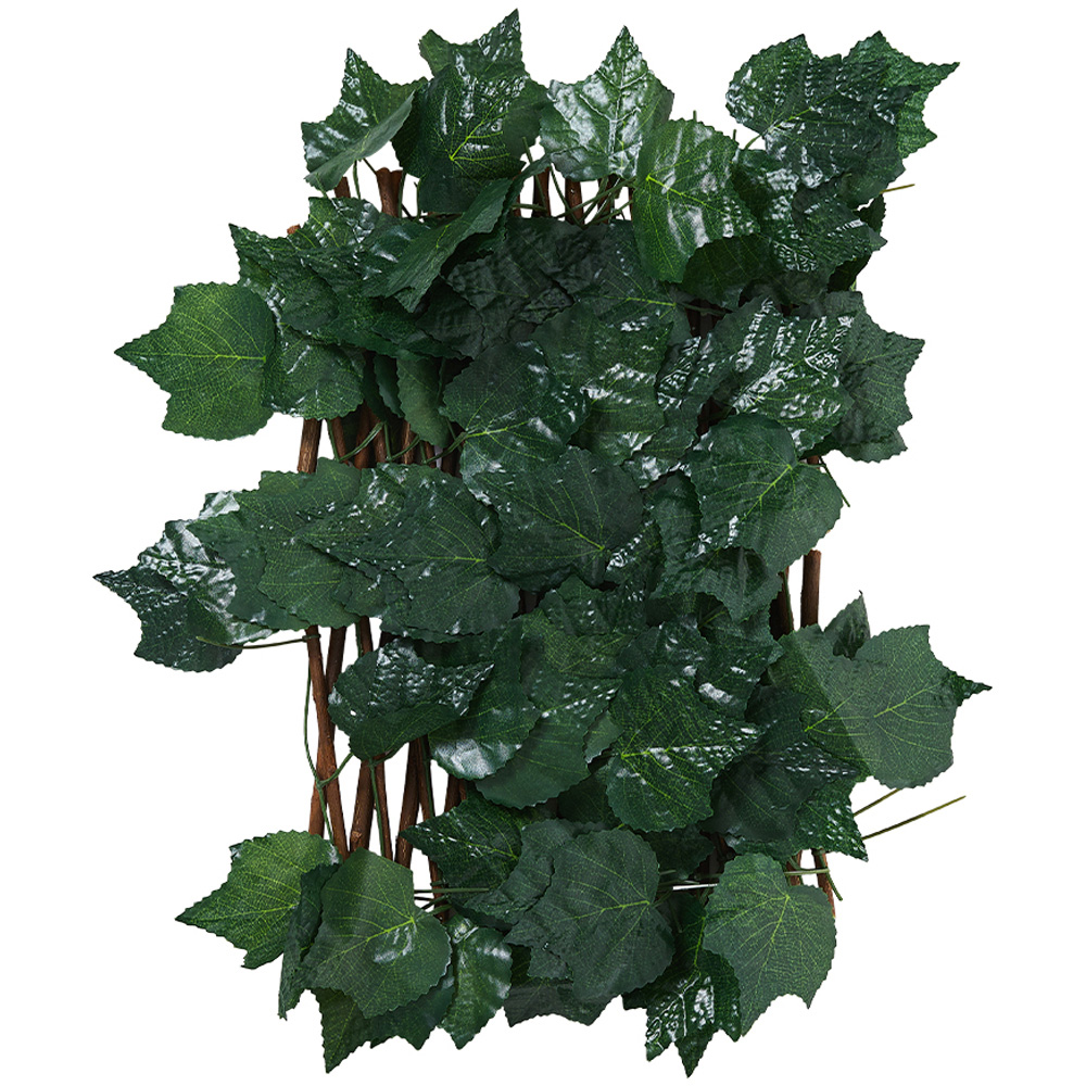 Living and Home 5.7 x 1ft Retractable Hedge Panel with Artificial Grape Leaf Image 3