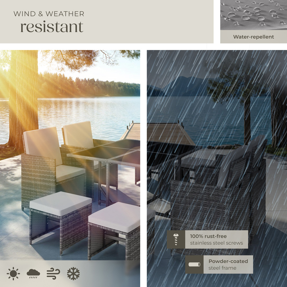 tectake Bilbao 8 Seater Garden Dining Table Set Grey Image 7