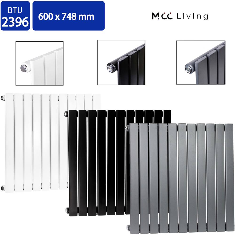 White 2396 BTU Single Flat Panel Vertical Column Radiator 600 x 748mm Image 4