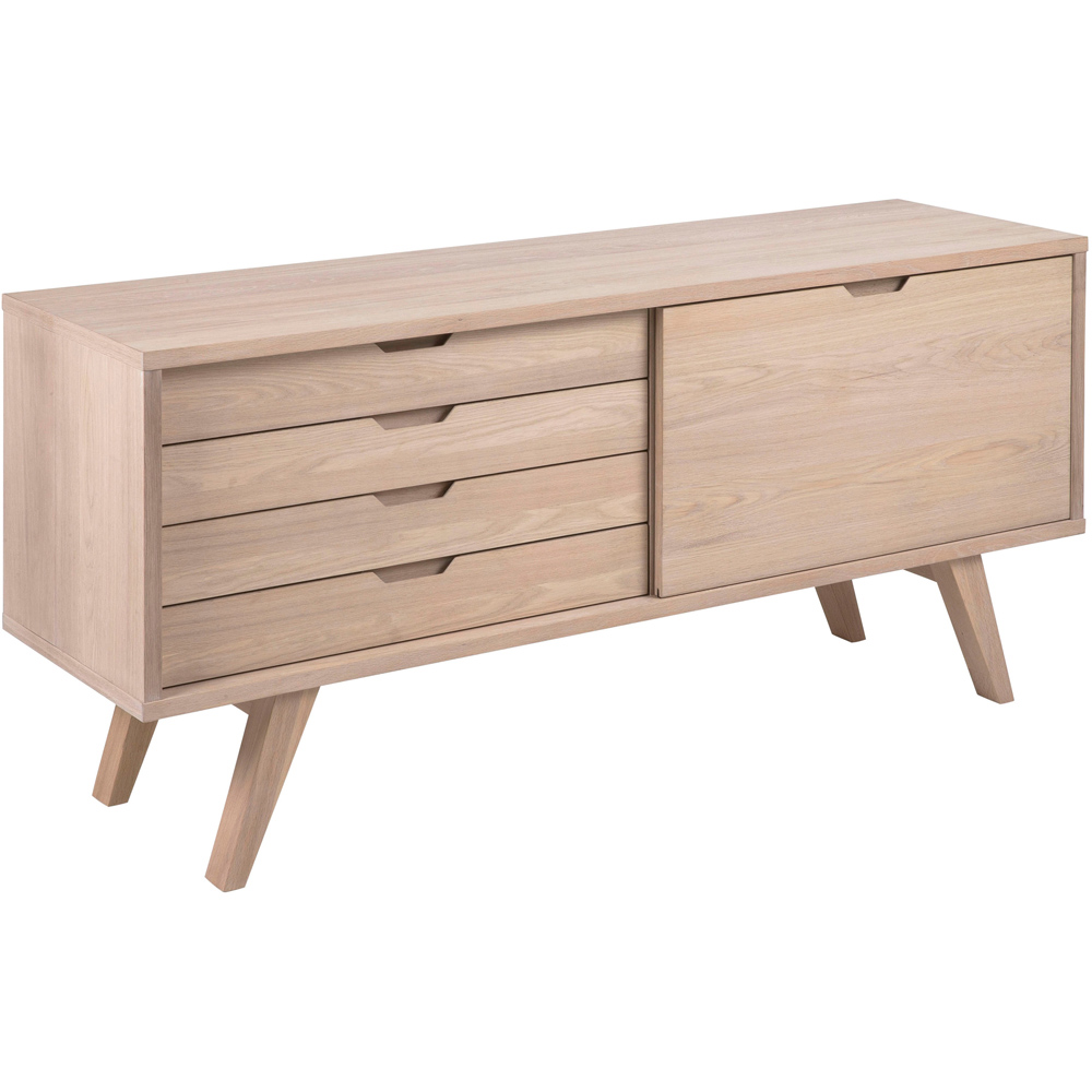Florence A Line 4 Drawer Sliding Door White Oak Sideboard Image 2
