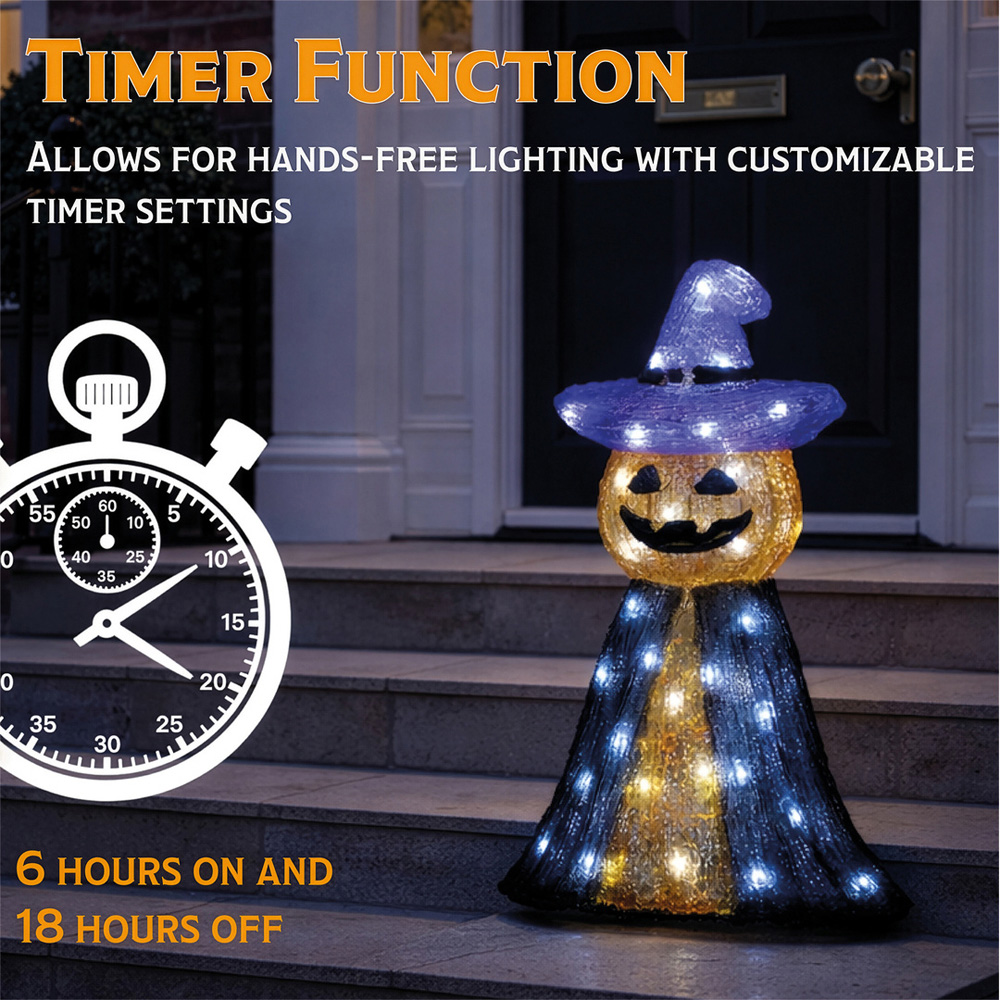 FXLab 50 White LED Pumpkin and Ghost Halloween Decoration 24 x 12 x 36cm Image 7