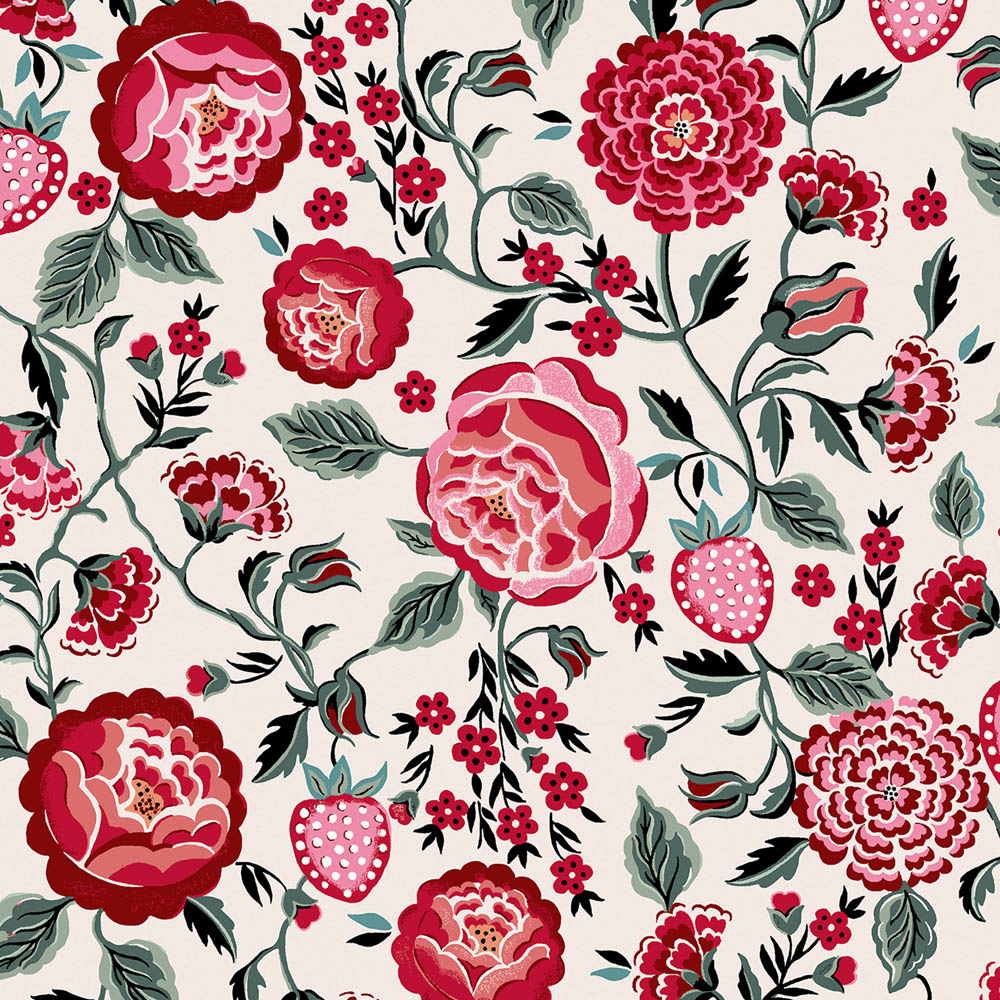 Cath Kidston Strawberry Garden Rose Wallpaper Image 1