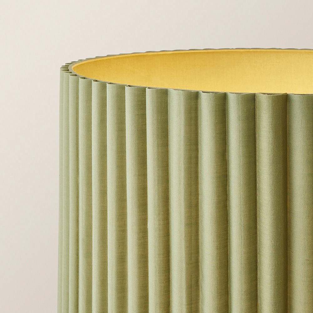 ValueLights Lenny Moss Green Drum Lamp Shade Ribbed Fabric Midi LED Floor Lamp Image 3