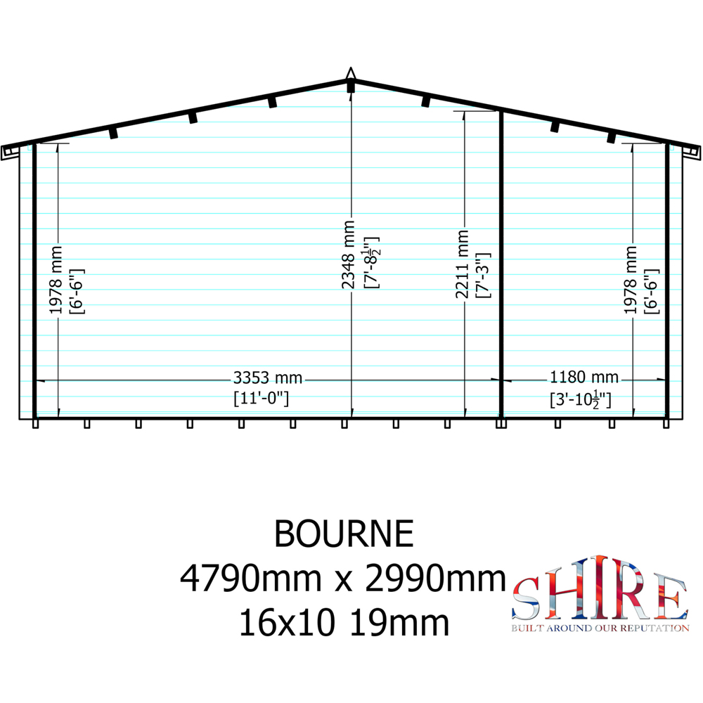 Shire Bourne 16 x 10ft Apex Garden Log Cabin Image 9