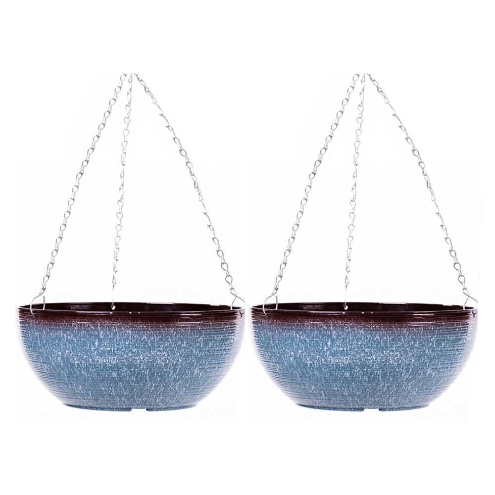 Garden Gear Blue Breeze Glazed Effect Hanging Basket 35cm 2 Pack Image 1