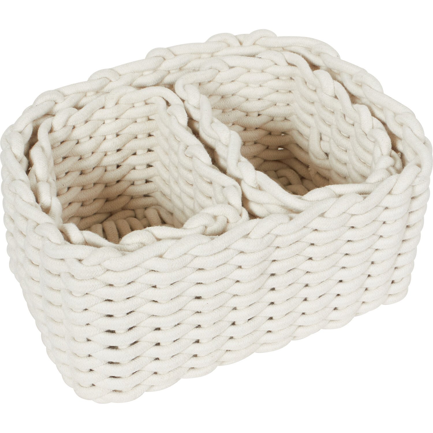 Cream Rope Storage Basket 3 Pack Image 2