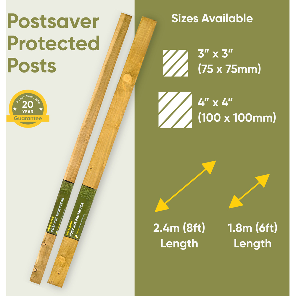 Postsaver Pro Post 3 x 3 inch UC4 Treated Wooden Fence Post 8ft Image 9