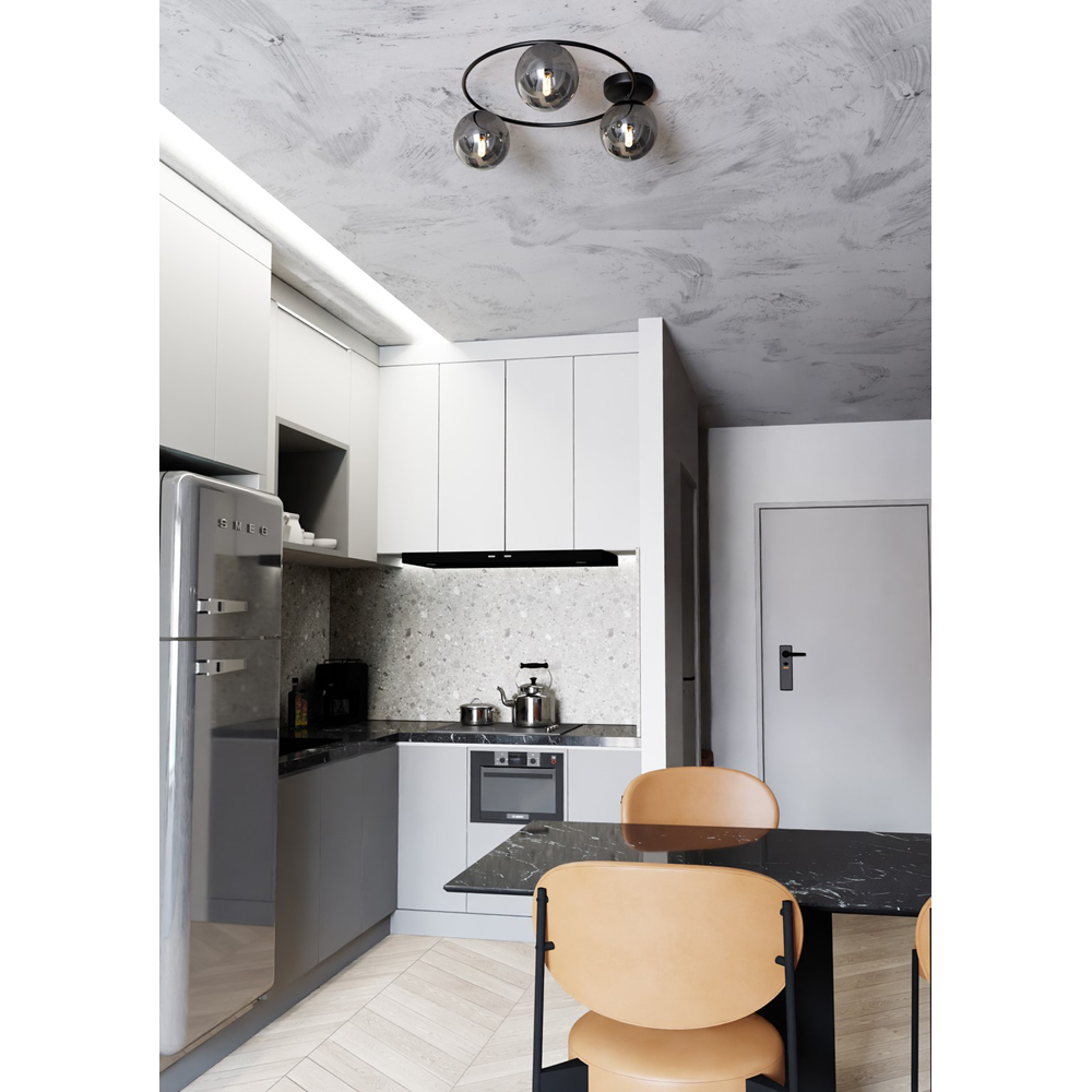 Emibig Sopra 3 Light Graphite Shade Black E14 Ceiling Light Image 6