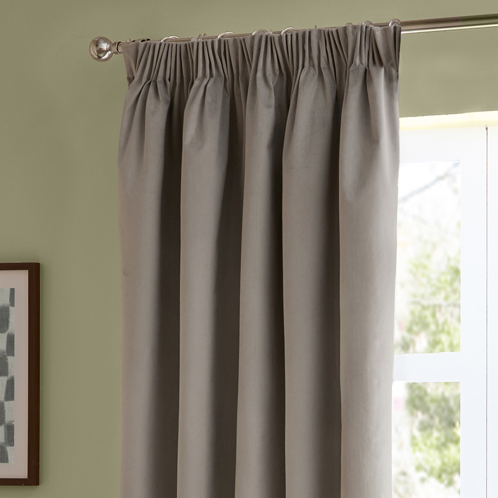 Furn The Ultimate Silver Velvet Fully Lined Pencil Pleat Curtains 229 x 137cm Image 3