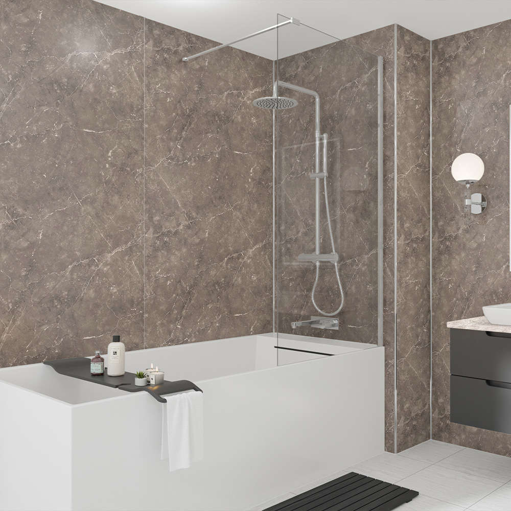 Wetwall Mermaid Concrete Collection Marmo Venezia Plywood Shower Panel 2420 x 1210mm Image 1