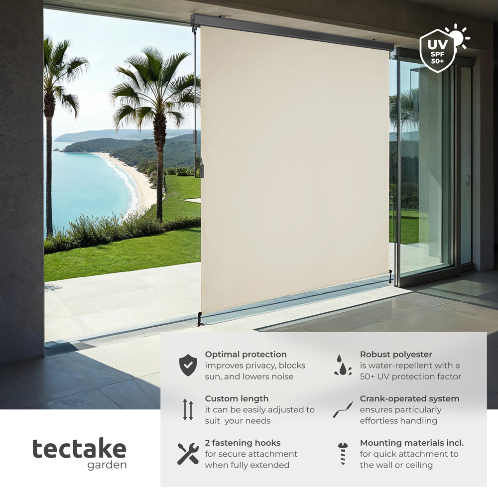 tectake Eloise Beige Vertical Awning with 2 Wall Brackets 1.6 x 2.5m Image 6