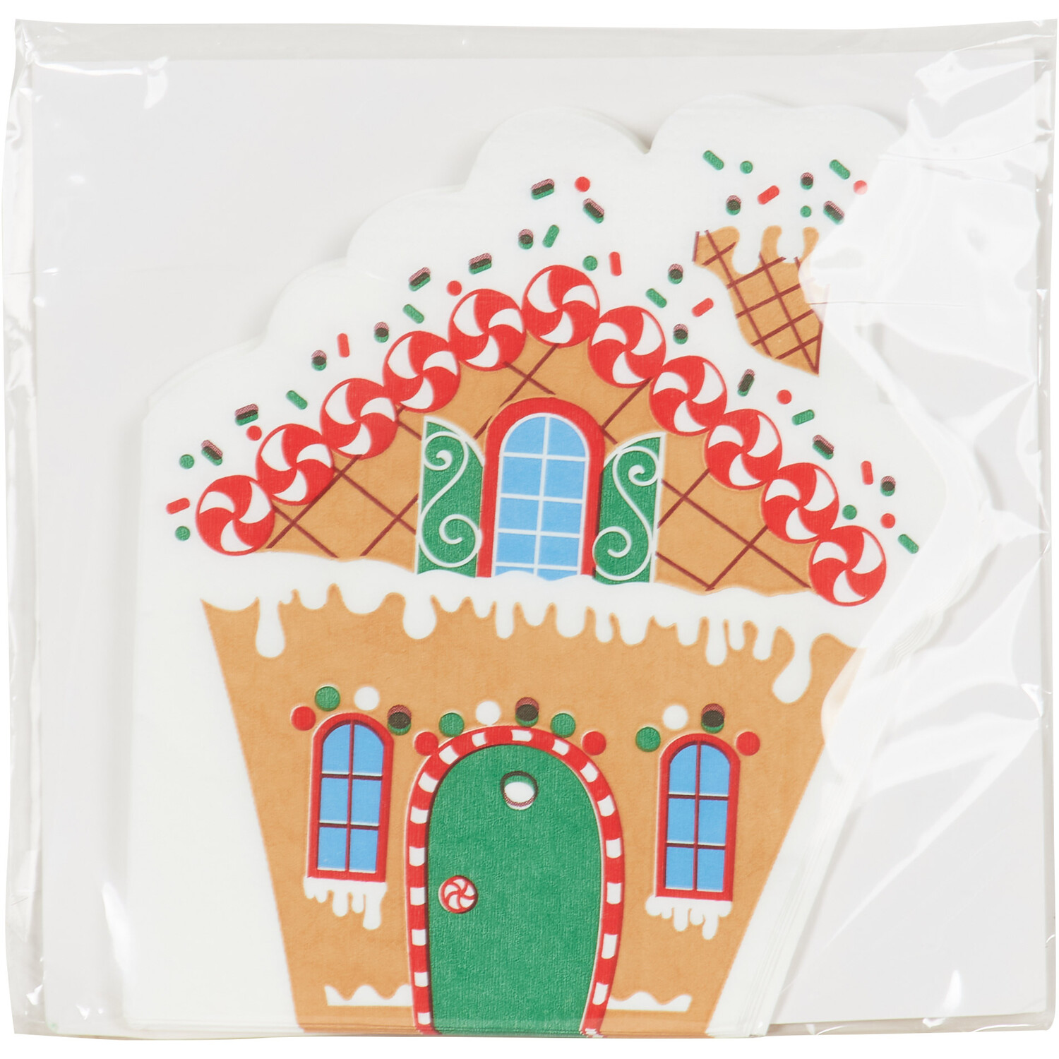 Set of 20 Gingerbread House Napkins - Multicolour Image 2